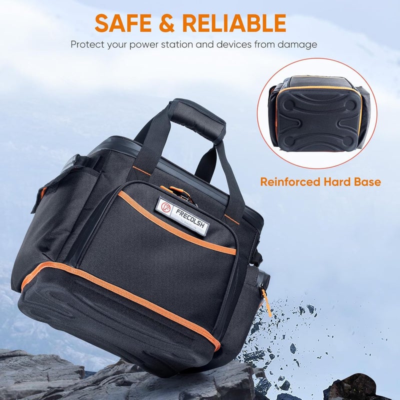 FRECOLSH Travel Carrying Case Compatible with Jackery 500, Portable Power Station Storage Case with Water- proof Bottom and Pocket for Jackery Accessories, Storage Bag Only - Image 5